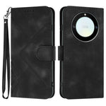 For Honor Magic5 Lite 5G / Honor X9a 5G / Honor X40 5G Wallet Case Line Imprinted PU Leather Phone Cover with Strap