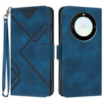For Honor Magic5 Lite 5G / Honor X9a 5G / Honor X40 5G Wallet Case Line Imprinted PU Leather Phone Cover with Strap