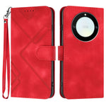 For Honor Magic5 Lite 5G / Honor X9a 5G / Honor X40 5G Wallet Case Line Imprinted PU Leather Phone Cover with Strap
