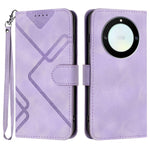 For Honor Magic5 Lite 5G / Honor X9a 5G / Honor X40 5G Wallet Case Line Imprinted PU Leather Phone Cover with Strap