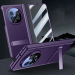 For Oppo Find N5 5G Case Kickstand Skin Touch Electroplated PU Leather + PC Phone Cover with Screen Protector