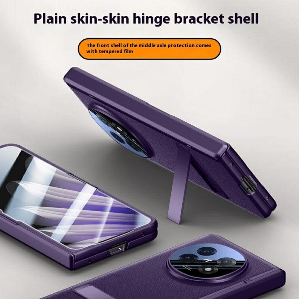 For Oppo Find N5 5G Case Kickstand Skin Touch Electroplated PU Leather + PC Phone Cover with Screen Protector