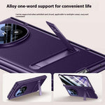 For Oppo Find N5 5G Case Kickstand Skin Touch Electroplated PU Leather + PC Phone Cover with Screen Protector