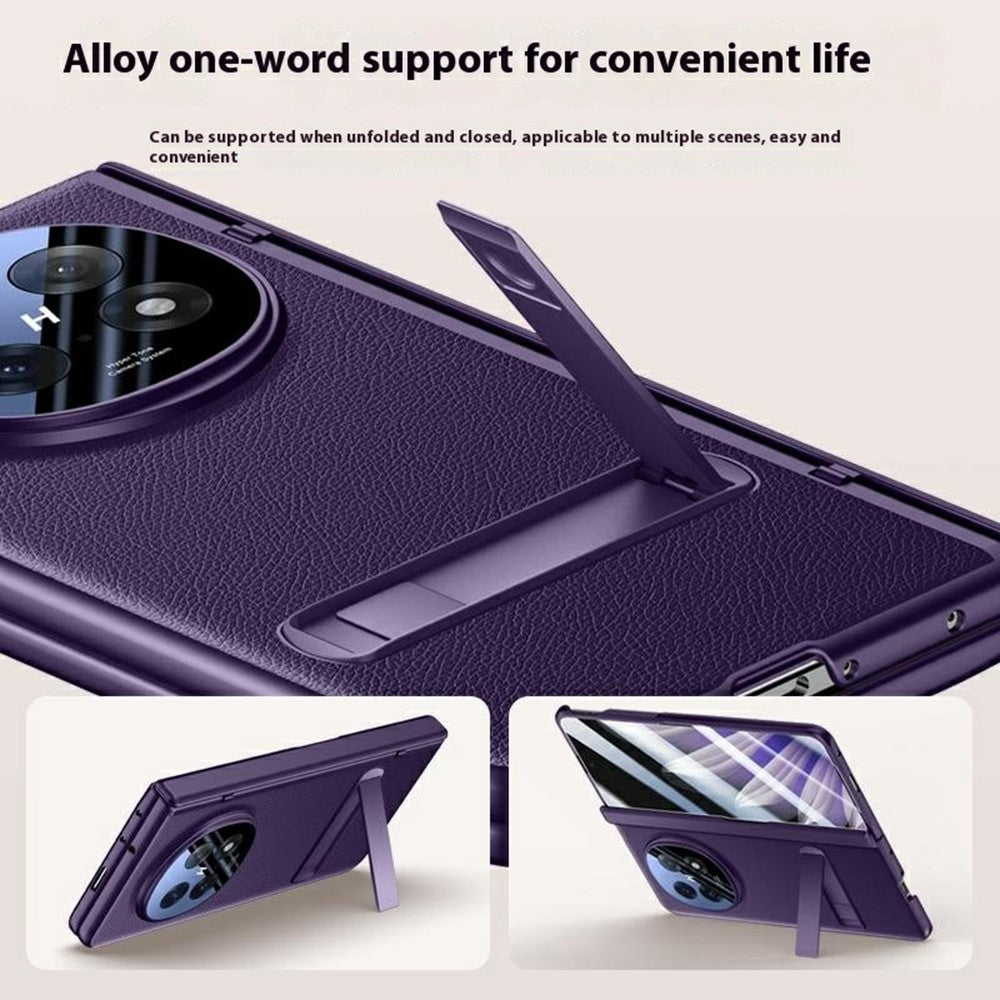 For Oppo Find N5 5G Case Kickstand Skin Touch Electroplated PU Leather + PC Phone Cover with Screen Protector