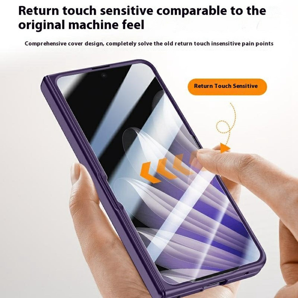 For Oppo Find N5 5G Case Kickstand Skin Touch Electroplated PU Leather + PC Phone Cover with Screen Protector