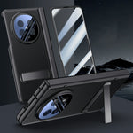 For Oppo Find N5 5G Case Kickstand Skin Touch Electroplated PU Leather + PC Phone Cover with Screen Protector