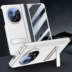 For Oppo Find N5 5G Case Kickstand Skin Touch Electroplated PU Leather + PC Phone Cover with Screen Protector