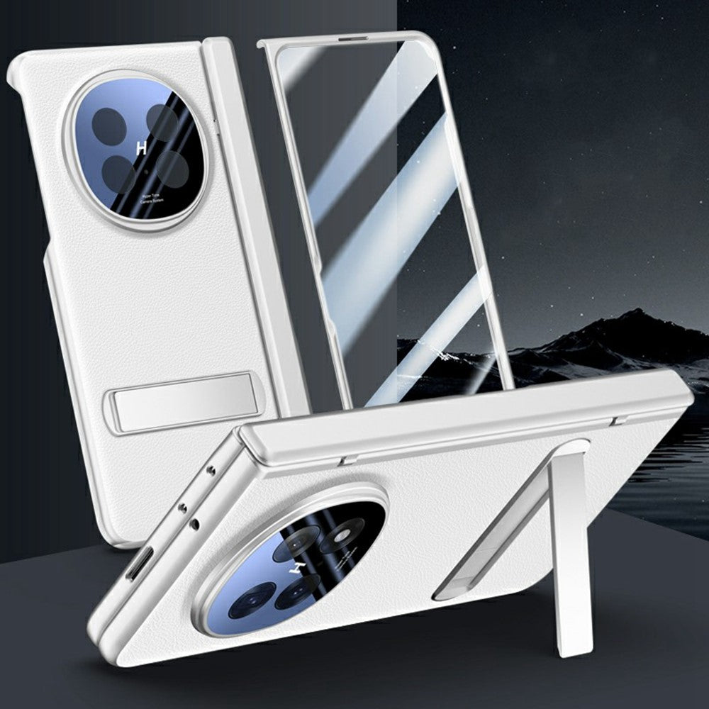 For Oppo Find N5 5G Case Kickstand Skin Touch Electroplated PU Leather + PC Phone Cover with Screen Protector