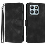 For Honor X8b 4G / Honor X8c 4G Wallet Case Line Imprinted PU Leather Phone Cover with Strap