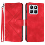 For Honor X8b 4G / Honor X8c 4G Wallet Case Line Imprinted PU Leather Phone Cover with Strap
