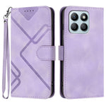 For Honor X8b 4G / Honor X8c 4G Wallet Case Line Imprinted PU Leather Phone Cover with Strap