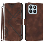 For Honor X8b 4G / Honor X8c 4G Wallet Case Line Imprinted PU Leather Phone Cover with Strap