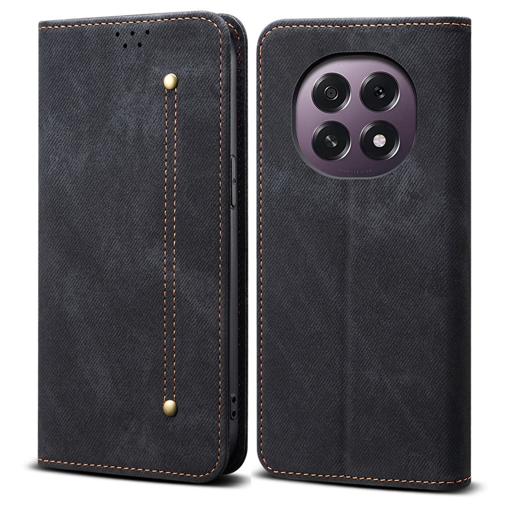 For Oppo A5 5G  /  F29 5G Case Jeans Cloth Texture Anti-Scratch Leather Stand Phone Cover