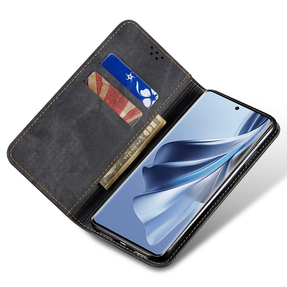 For Oppo A5 5G  /  F29 5G Case Jeans Cloth Texture Anti-Scratch Leather Stand Phone Cover