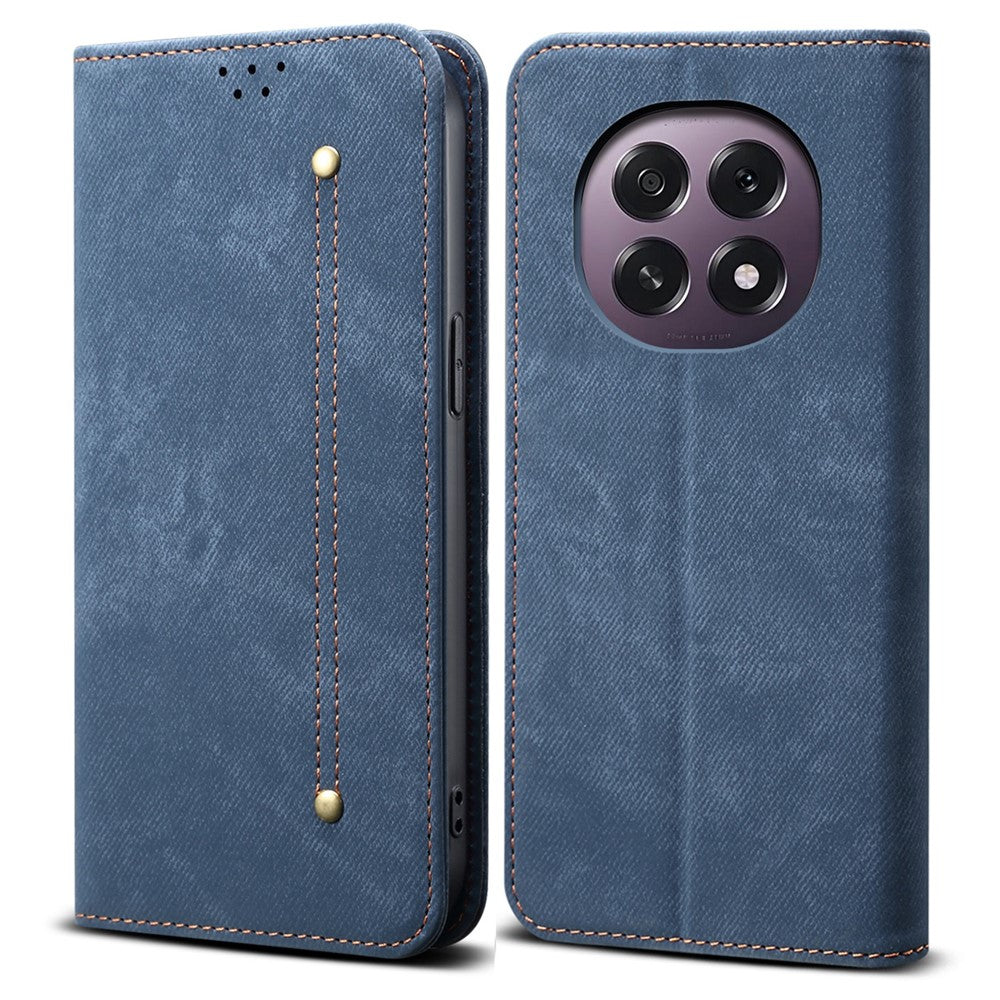 For Oppo A5 5G  /  F29 5G Case Jeans Cloth Texture Anti-Scratch Leather Stand Phone Cover