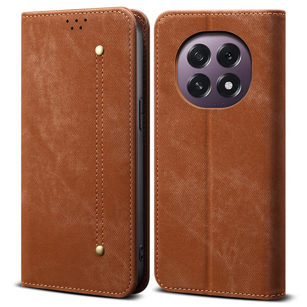 For Oppo A5 5G  /  F29 5G Case Jeans Cloth Texture Anti-Scratch Leather Stand Phone Cover