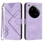 For Xiaomi 15 Ultra Wallet Case Line Imprinted PU Leather Phone Cover with Strap