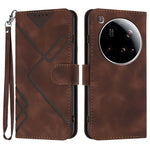 For Xiaomi 15 Ultra Wallet Case Line Imprinted PU Leather Phone Cover with Strap