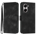 For Xiaomi Redmi Turbo 4 5G / Xiaomi Poco X7 Pro 5G Wallet Case Line Imprinted PU Leather Phone Cover with Strap