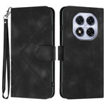 For Xiaomi Redmi Note 14 Pro 4G Wallet Case Line Imprinted PU Leather Phone Cover with Strap