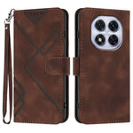 For Xiaomi Redmi Note 14 Pro 4G Wallet Case Line Imprinted PU Leather Phone Cover with Strap
