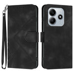 For Xiaomi Redmi Note 14 5G (China) / Xiaomi Poco M7 Pro 5G / Xiaomi Redmi Note 14 5G Wallet Case Line Imprinted PU Leather Phone Cover with Strap