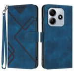 For Xiaomi Redmi Note 14 5G (China) / Xiaomi Poco M7 Pro 5G / Xiaomi Redmi Note 14 5G Wallet Case Line Imprinted PU Leather Phone Cover with Strap