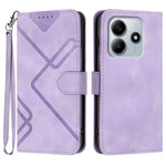 For Xiaomi Redmi Note 14 5G (China) / Xiaomi Poco M7 Pro 5G / Xiaomi Redmi Note 14 5G Wallet Case Line Imprinted PU Leather Phone Cover with Strap
