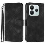 For Xiaomi Redmi Note 14 4G (164.84mm) Wallet Case Line Imprinted PU Leather Phone Cover with Strap