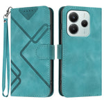 For Xiaomi Redmi Note 14 4G (164.84mm) Wallet Case Line Imprinted PU Leather Phone Cover with Strap