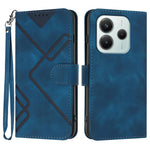For Xiaomi Redmi Note 14 4G (164.84mm) Wallet Case Line Imprinted PU Leather Phone Cover with Strap