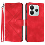 For Xiaomi Redmi Note 14 4G (164.84mm) Wallet Case Line Imprinted PU Leather Phone Cover with Strap