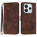 For Xiaomi Redmi Note 14 4G (164.84mm) Wallet Case Line Imprinted PU Leather Phone Cover with Strap