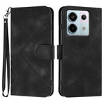 For Xiaomi Poco X6 5G / Xiaomi Redmi Note 13 Pro 5G Wallet Case Line Imprinted PU Leather Phone Cover with Strap