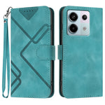 For Xiaomi Poco X6 5G / Xiaomi Redmi Note 13 Pro 5G Wallet Case Line Imprinted PU Leather Phone Cover with Strap