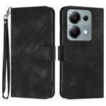 For Xiaomi Poco M6 Pro 4G / Xiaomi Redmi Note 13 Pro 4G Wallet Case Line Imprinted PU Leather Phone Cover with Strap