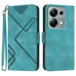 For Xiaomi Poco M6 Pro 4G / Xiaomi Redmi Note 13 Pro 4G Wallet Case Line Imprinted PU Leather Phone Cover with Strap