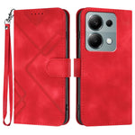 For Xiaomi Poco M6 Pro 4G / Xiaomi Redmi Note 13 Pro 4G Wallet Case Line Imprinted PU Leather Phone Cover with Strap
