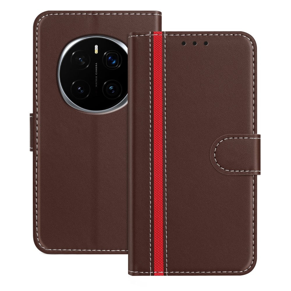 For Honor Magic7 Pro 5G Phone Cases Wallet Stand Color Splicing Leather Cover with Magnetic Clasp