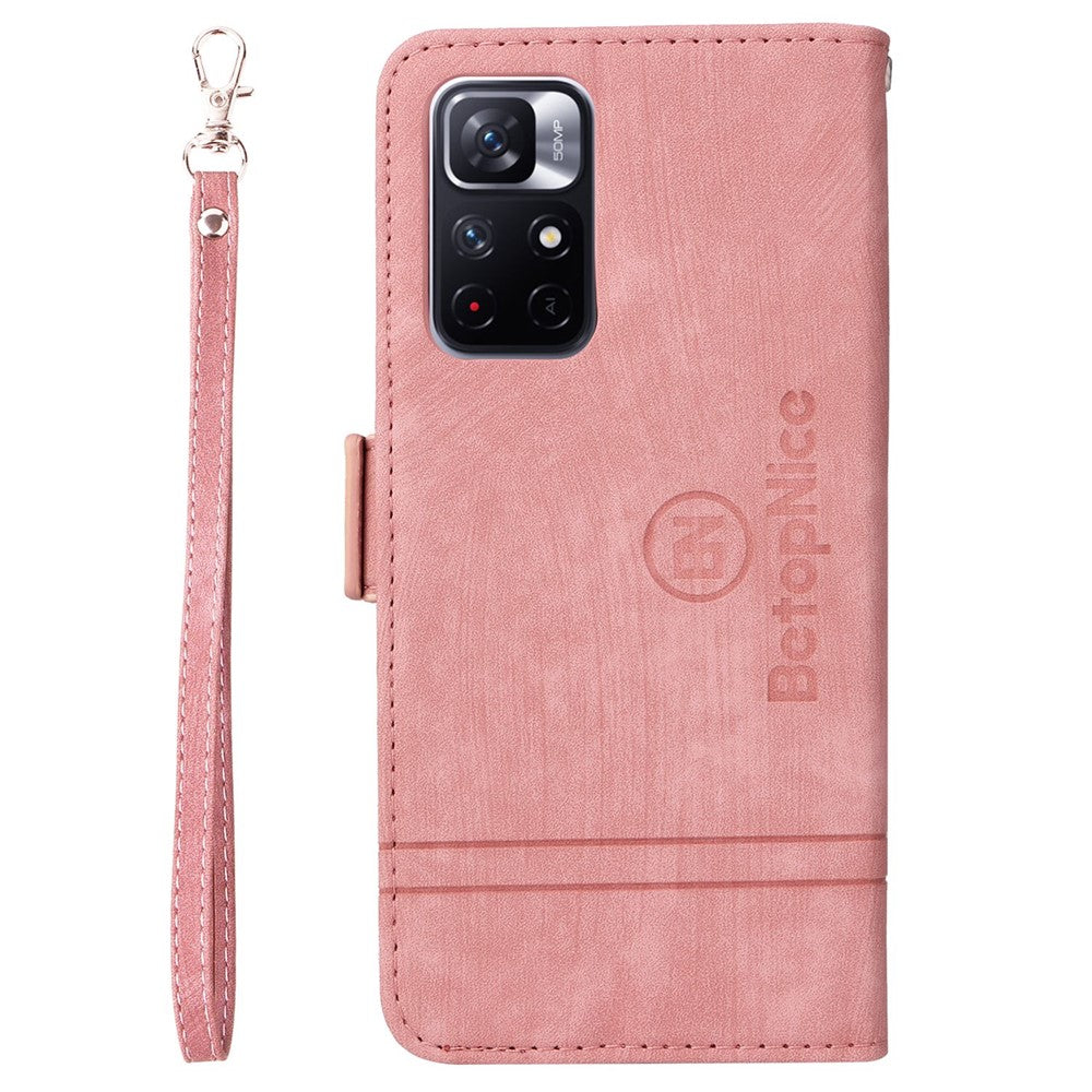 BETOPNICE 001 For Xiaomi Redmi Note 11 Pro 5G (MediaTek) / Note 11 Pro+ 5G / Poco X4 NFC / 11i 5G Imprinted Stitching Line Leather Case Phone Wallet Stand Cover