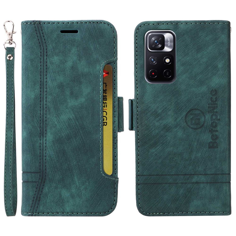 BETOPNICE 001 For Xiaomi Redmi Note 11 Pro 5G (MediaTek) / Note 11 Pro+ 5G / Poco X4 NFC / 11i 5G Imprinted Stitching Line Leather Case Phone Wallet Stand Cover