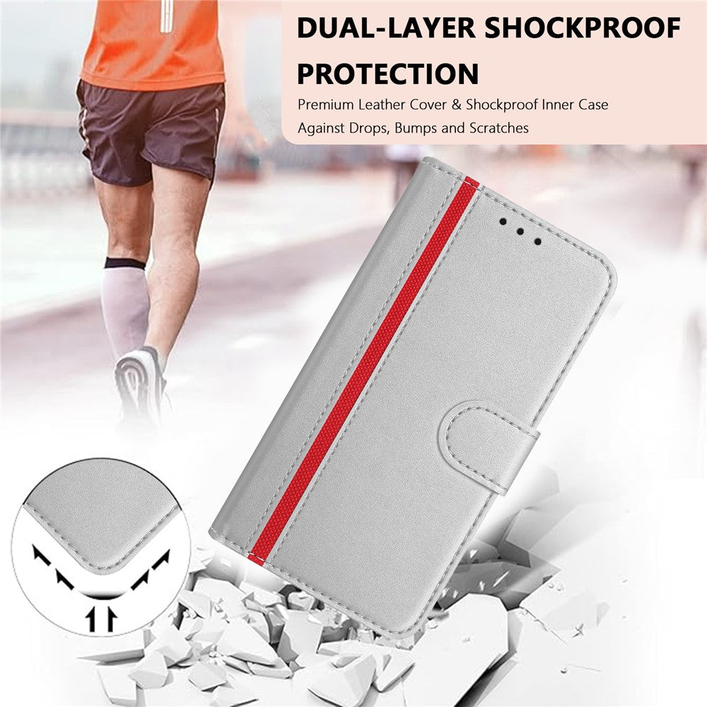 Til Samsung Galaxy A05 4G Telefonetuier Pung Stander Farve Sammenføjning Lædercover med Magnetisk Lås
