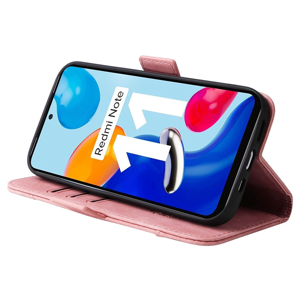 BETOPNICE 001 For Xiaomi Redmi Note 11 4G (Qualcomm) / Note 11S 4G Imprinted Stitching Line Full Protection Stand Case PU Leather Wallet Cover with Strap