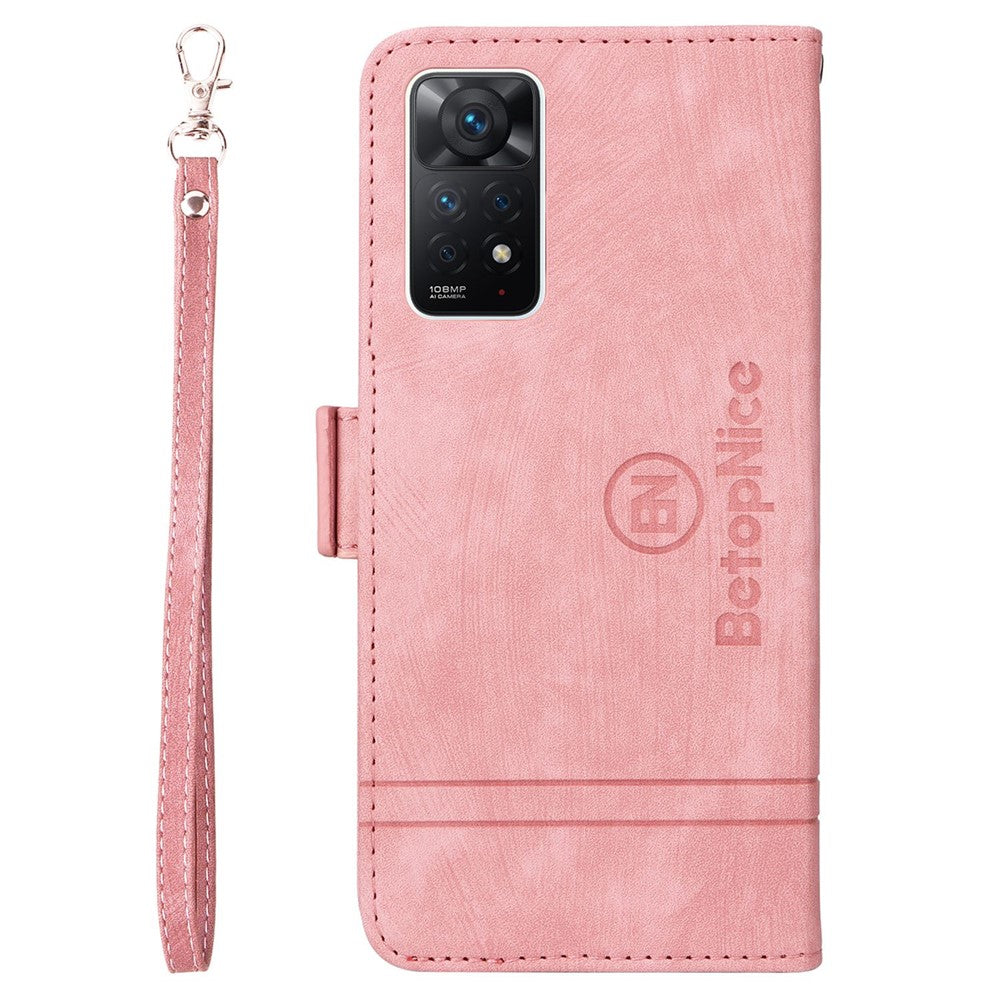 BETOPNICE 001 För Xiaomi Redmi Note 12 Pro 4G / 11 Pro 4G (MediaTek) / Note 11 Pro 5G (Qualcomm) / Note 11E Pro 5G PU-lädermobilskal med tryckta sömmar, plånboksfodral