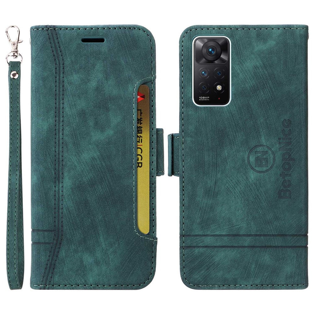BETOPNICE 001 För Xiaomi Redmi Note 12 Pro 4G / 11 Pro 4G (MediaTek) / Note 11 Pro 5G (Qualcomm) / Note 11E Pro 5G PU-lädermobilskal med tryckta sömmar, plånboksfodral