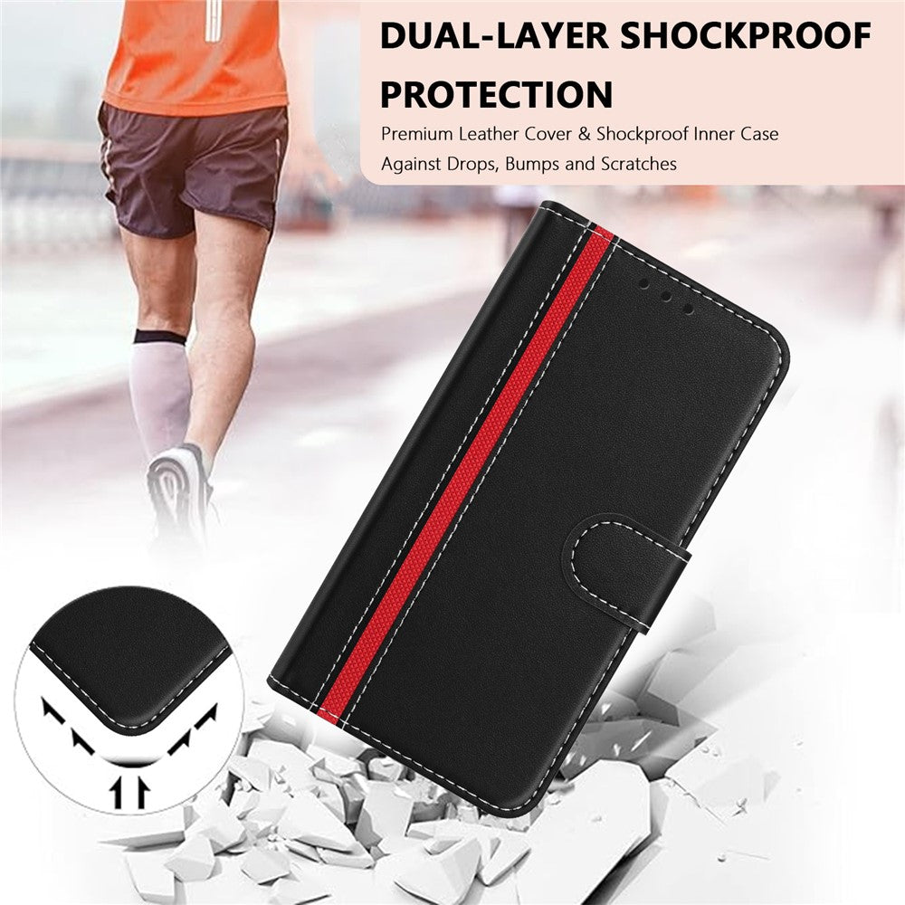 For Samsung Galaxy Xcover7 Phone Cases Wallet Stand Color Splicing Leather Cover with Magnetic Clasp