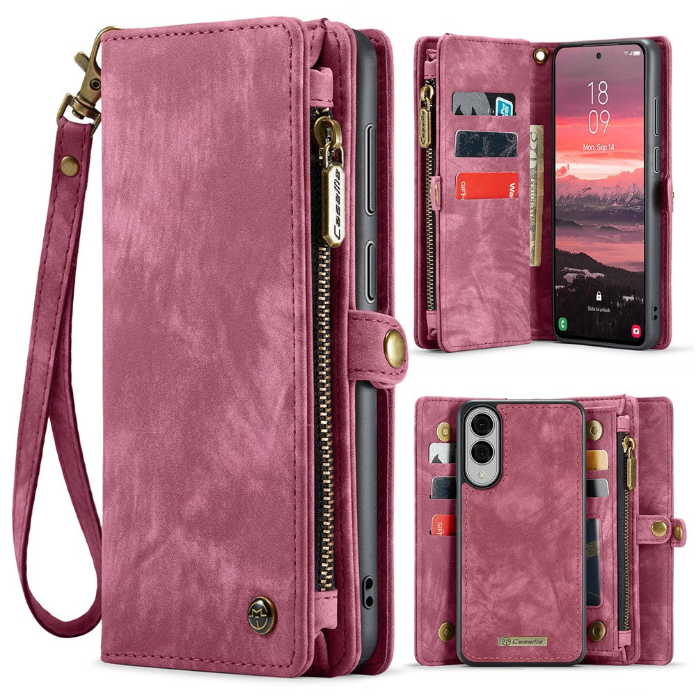 CASEME For Samsung Galaxy S25 Edge Phone Cases 008 Leather Cover with Detachable Wallet and Strap