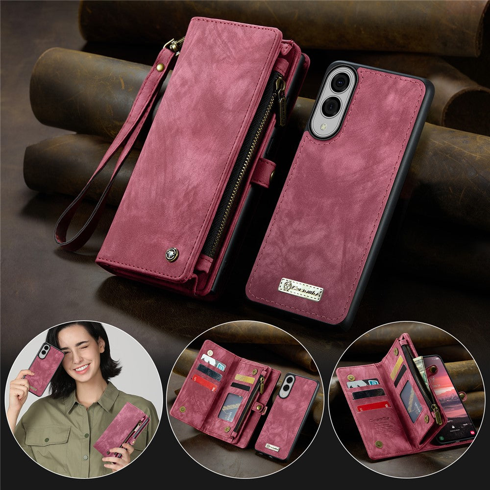 CASEME For Samsung Galaxy S25 Edge Phone Cases 008 Leather Cover with Detachable Wallet and Strap
