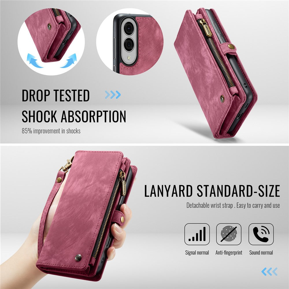 CASEME For Samsung Galaxy S25 Edge Phone Cases 008 Leather Cover with Detachable Wallet and Strap