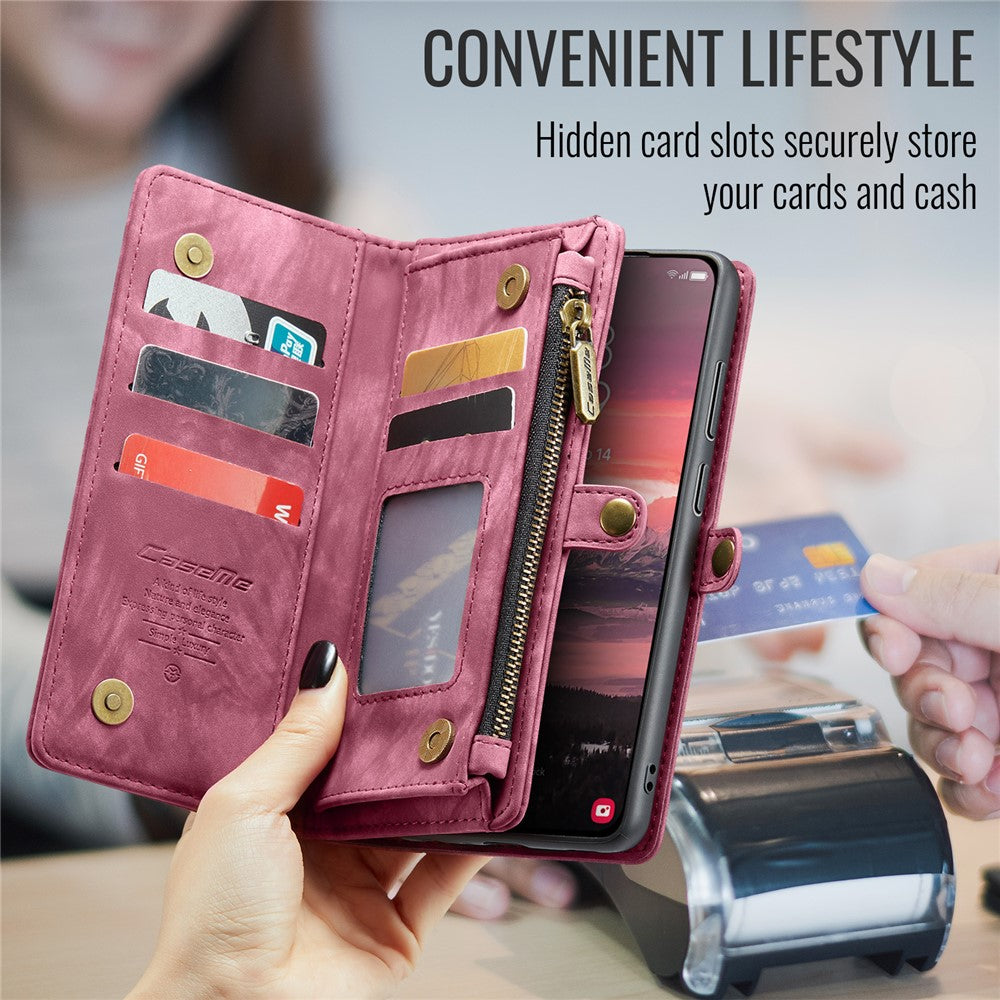 CASEME For Samsung Galaxy S25 Edge Phone Cases 008 Leather Cover with Detachable Wallet and Strap